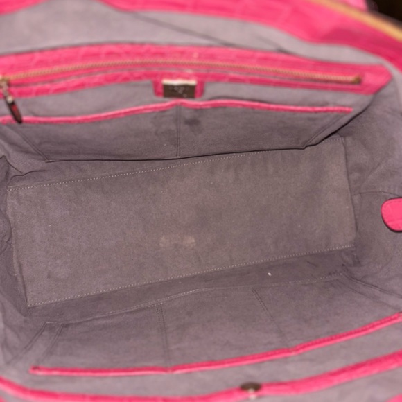 MCM Pink Crocodile Embossed Women's Satchel - Picture 6 of 9